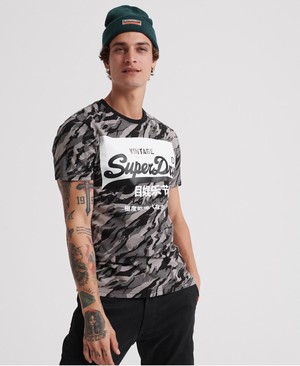 Superdry Premium Goods Camo Férfi Pólók Fekete/Camo | AVHZR5839